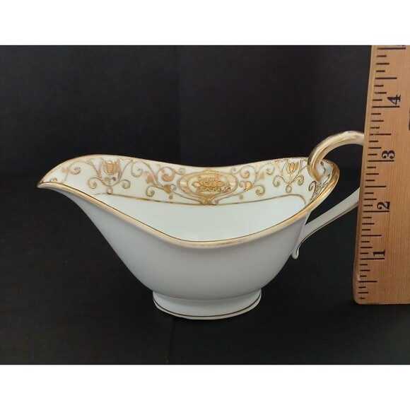 Noritake Japan Hand Painted Embossed Gold Japanese Gravy Boat-Bowl-Salt & Pepper - Picture 12 of 16